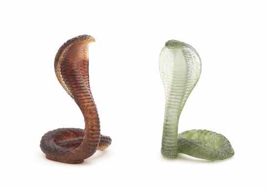 Appraisal: A Pair of Daum Glass Models of Cobras both in