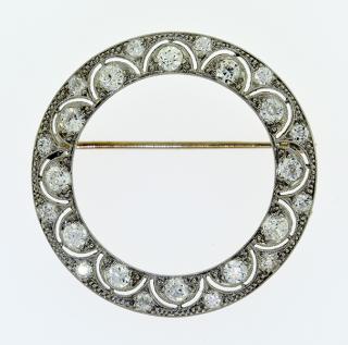 Appraisal: Edwardian platinum diamond circle pin Edwardian platinum diamond circle pin