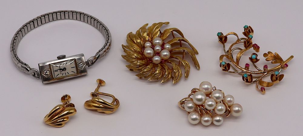 Appraisal: JEWELRY Assorted Gold and Platinum Jewelry Includes an Italian kt