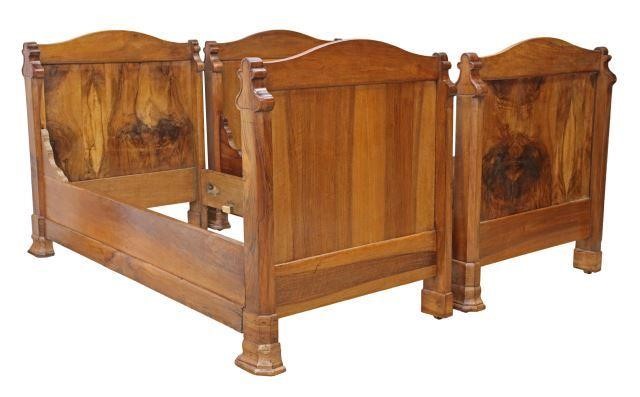 Appraisal: pair French Louis Philippe period walnut alcove day beds mid