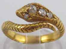 Appraisal: A yellow metal tests carat gold snake ring the head