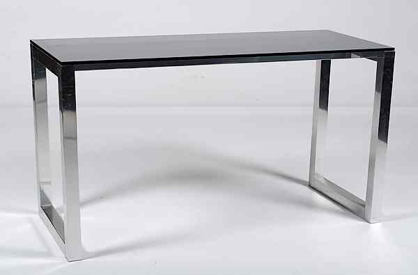 Appraisal: Chrome and Glass Console Table American ca s a rectangular