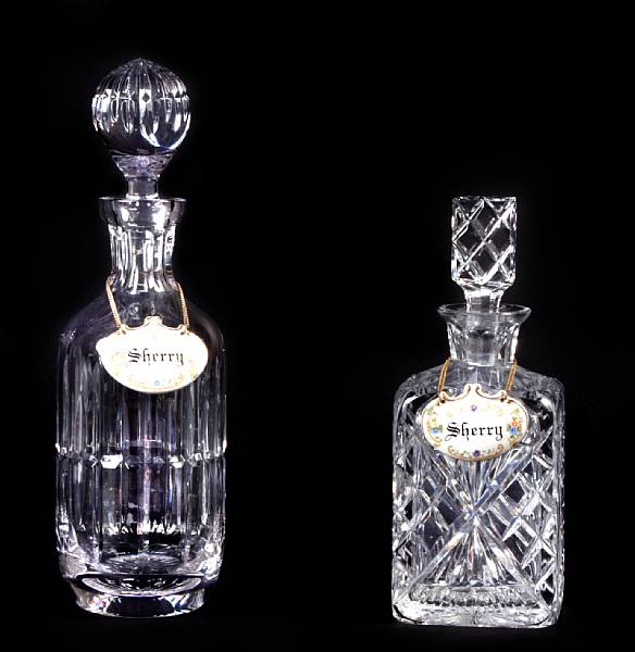 Appraisal: A group of two Stuart crystal decanters together with two