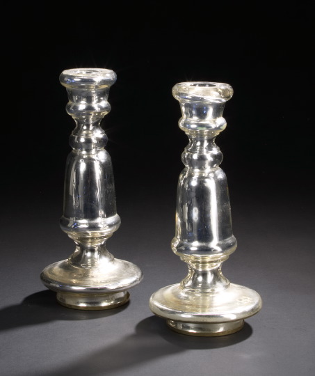 Appraisal: Large Pair of Anglo-Indian Mercury Glass Candlesticks of baluster form