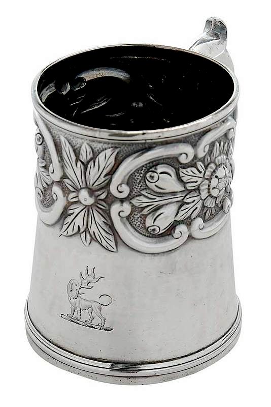 Appraisal: Captain John Mason Coin Silver Mug mid th century scroll