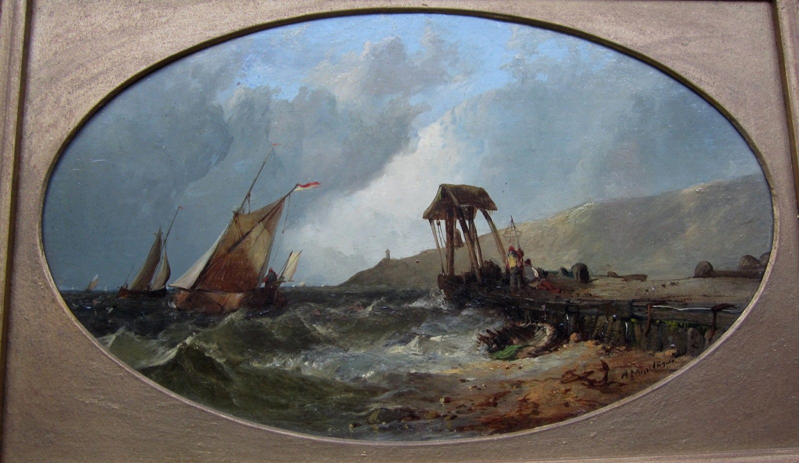 Appraisal: Alfred Montague Coastal Landscape with shipping offshore in a choppy