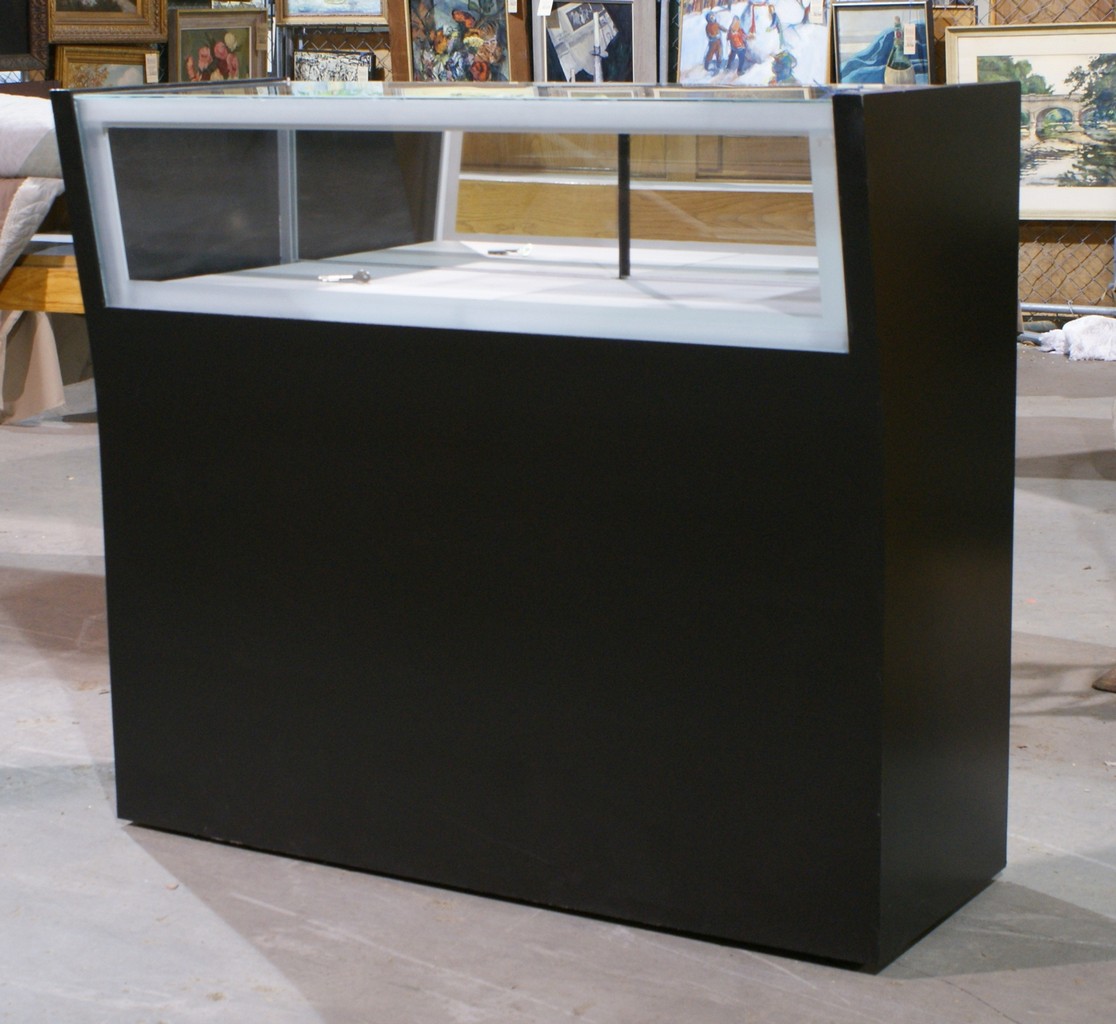 Appraisal: Black Glass Top Display Cabinet h x w x d