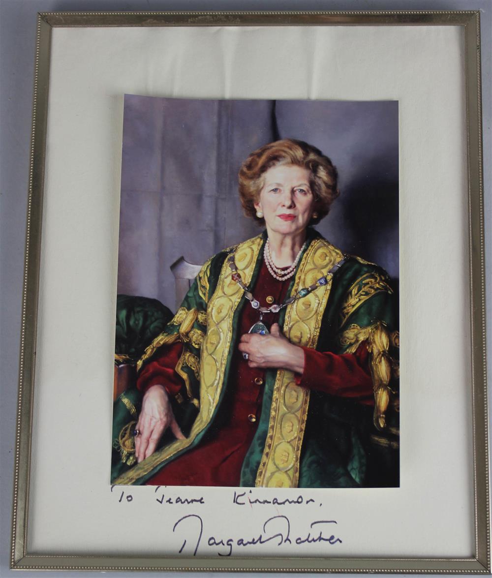 Appraisal: MARGARET THATCHER AUTOGRAPH photograph of a painting of Mrs Thatcher