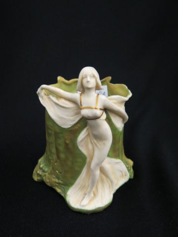 Appraisal: Teplitz Amphora Pottery Vasewith Art Nouveau lady green gold trim