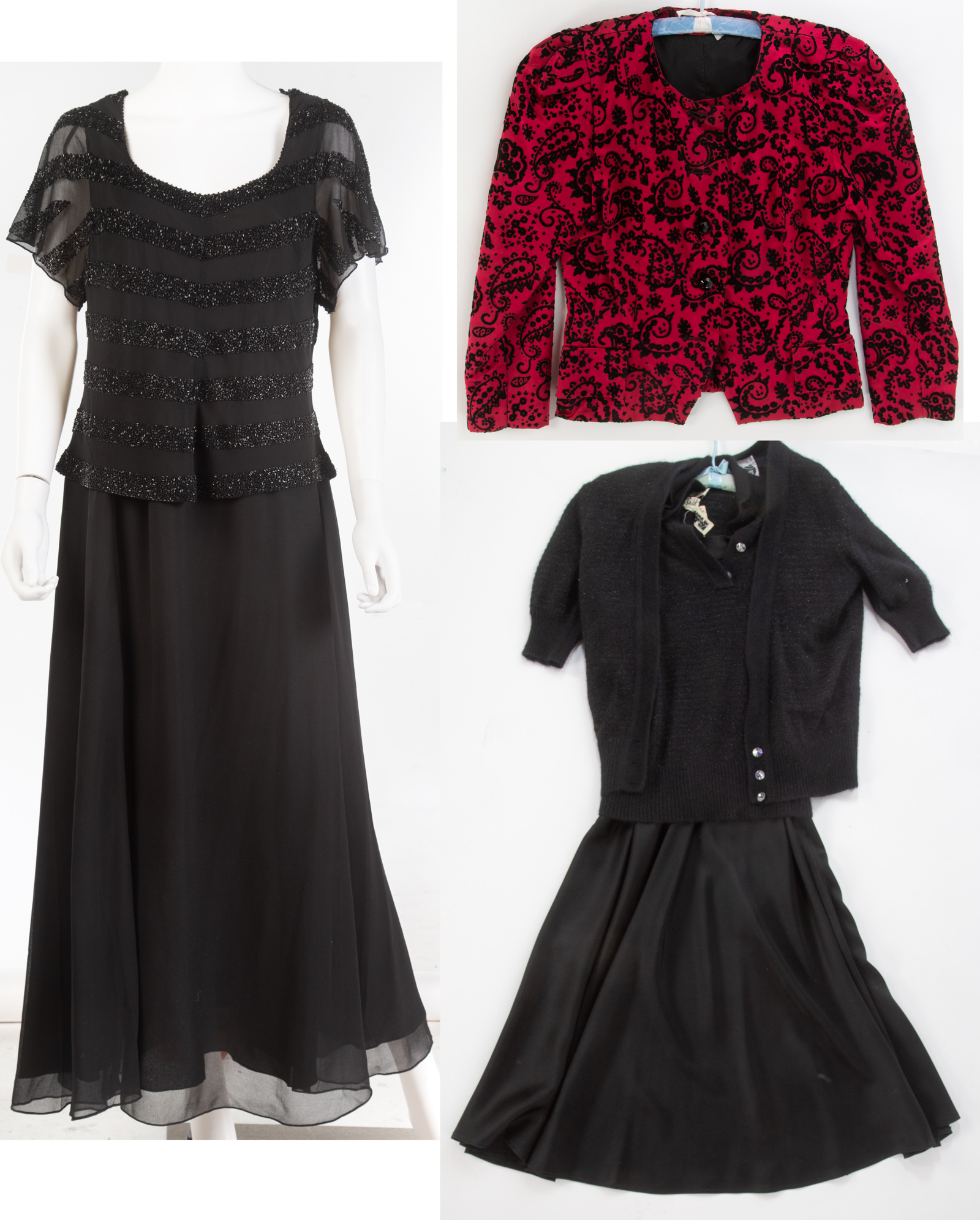 Appraisal: COLLECTION OF EVENING WEAR including an Henri Bendel black angora