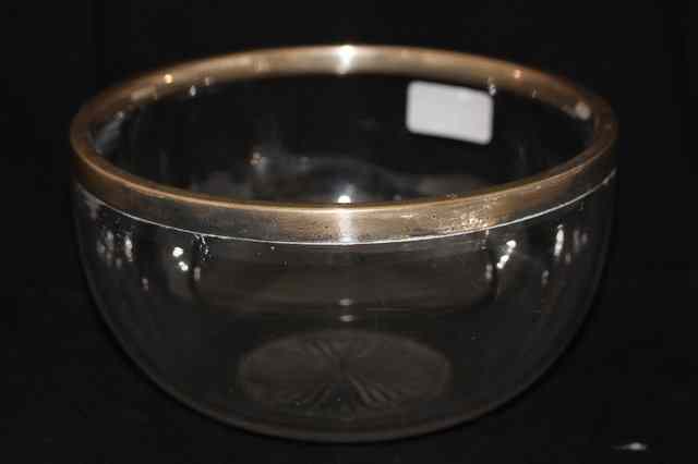 Appraisal: A GLASS BOWL WITH SILVER RIM diameter marks for Birmingham