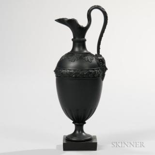 Appraisal: Wedgwood Bentley Black Basalt Oenochoe Ewer Wedgwood Bentley Black Basalt