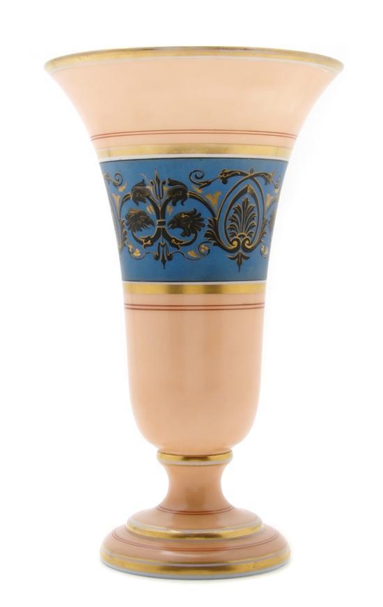 Appraisal: Continental Enameled Glass Vase of inverted bell form decorated with