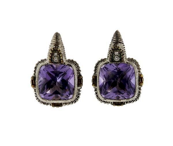 Appraisal: Judith Ripka k Gold Sterling Amethyst Diamond Earrings METAL K