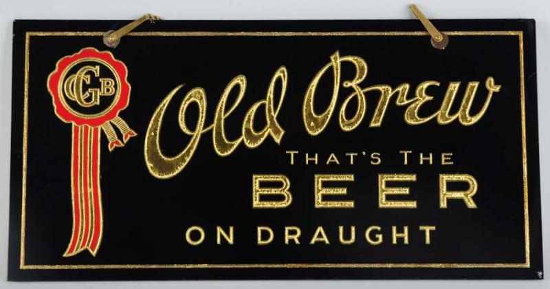 Appraisal: Old Brew Beer Reverse Glass Sign Hanging sign with foil