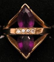 Appraisal: Pear-Shaped Amythest and Gold Ring Two pear-shaped amethysts set in