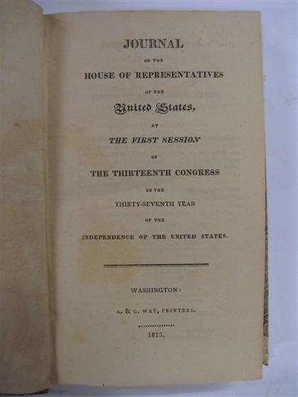 Appraisal: vol United States Congress Journal of the House of Representatives