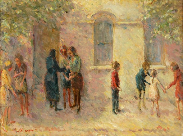 Appraisal: Vic O'Connor born Italian Families oil on canvas on board