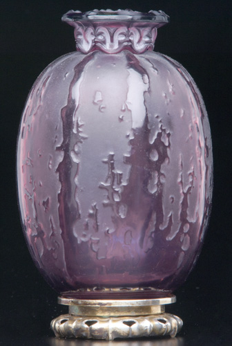 Appraisal: R LALIQUE Vase and cover Fontaines deep plum c Presented