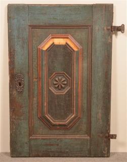 Appraisal: th Century Molded Panel Door with Blue Paint Original iron