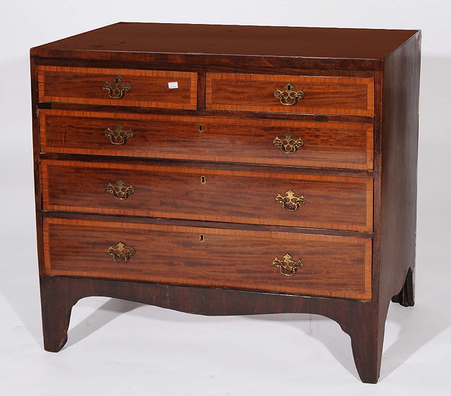 Appraisal: A TH CENTURY MAHOGANY STRAIGHT FRONT CHEST of two short