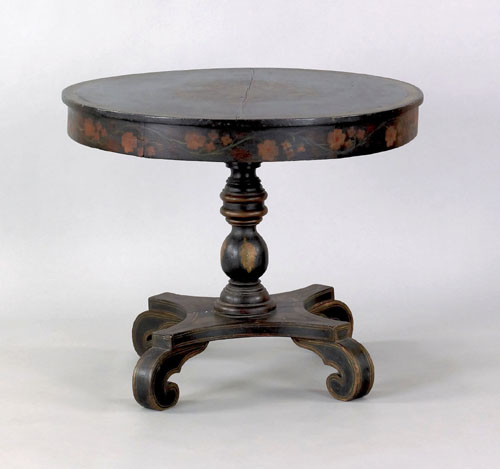 Appraisal: Empire painted center table ca retaining its original stenciled floral