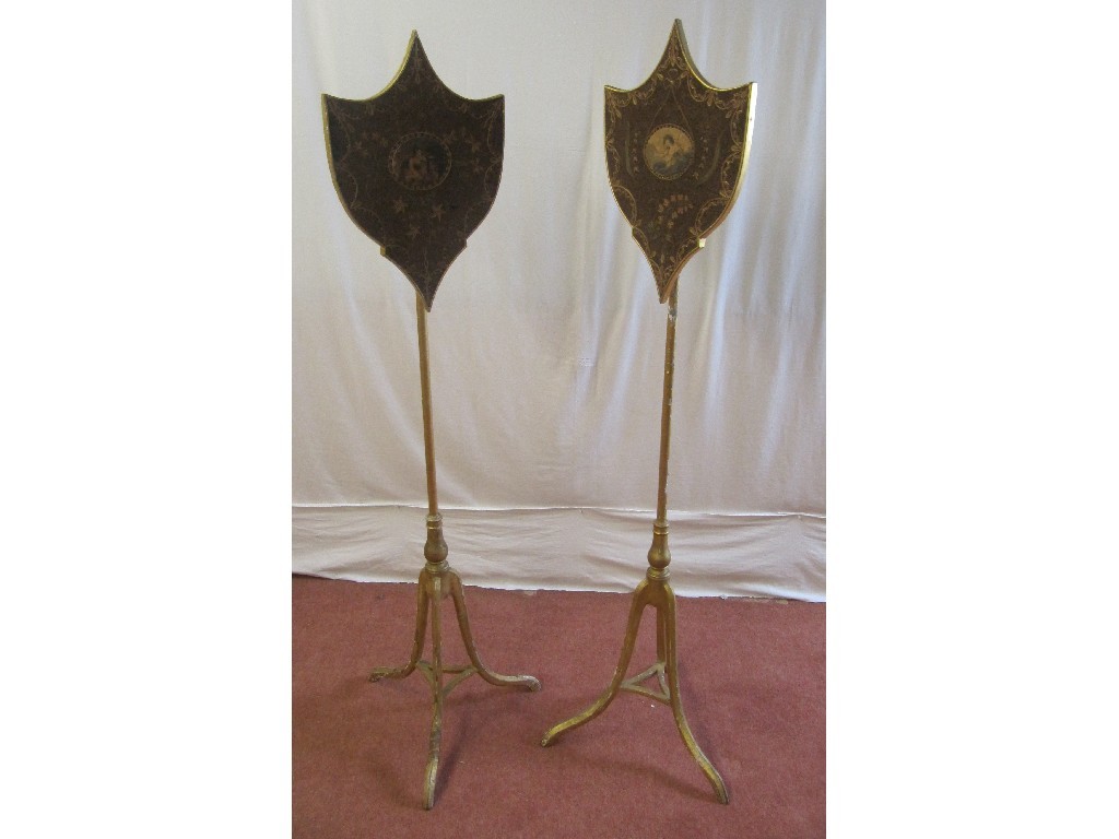 Appraisal: A pair of Regency adjustable pole screens the screens are