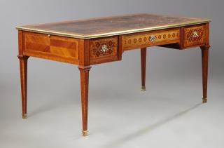 Appraisal: French Belle Epoque Brass Mounted Parquetry Inlaid Mahogany Bureau Plat