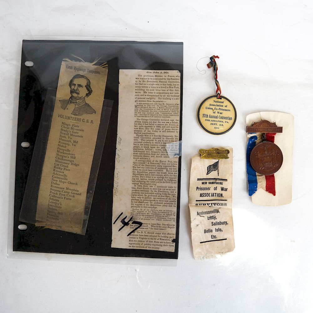 Appraisal: Civil War Prisoners of War Lot and CSA Ribbons Lot