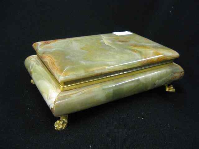 Appraisal: Onyx Dresser Box lion paw feet - '' x -