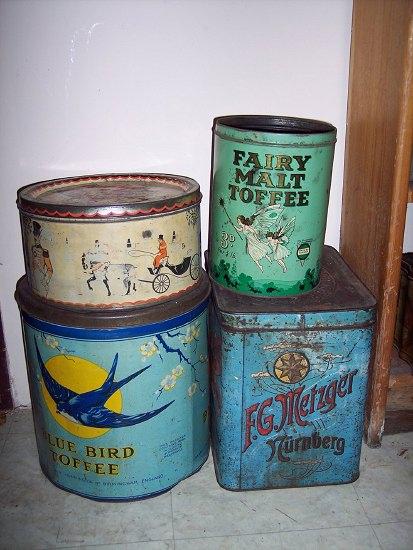 Appraisal: A large cylindrical Blue Bird toffee tin cm high a