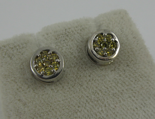 Appraisal: PAIR OF YELLOW DIAMOND AND K WHITE GOLD EARRINGS each