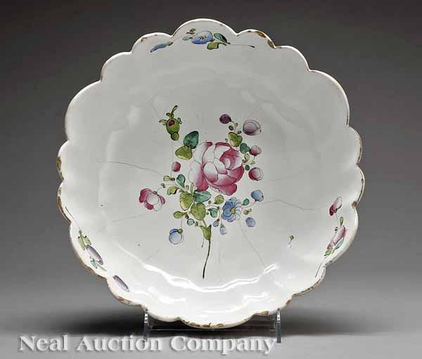 Appraisal: A Good French Faience Scalloped Bowl c Sceaux with finely