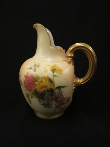 Appraisal: Royal Worcester Porcelain Pitcher superb handpainted floral gold trim excellent