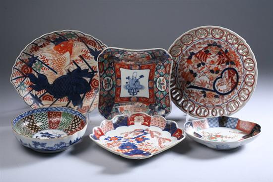 Appraisal: SIX IMARI PORCELAIN DISHES Meiji period Of various forms with