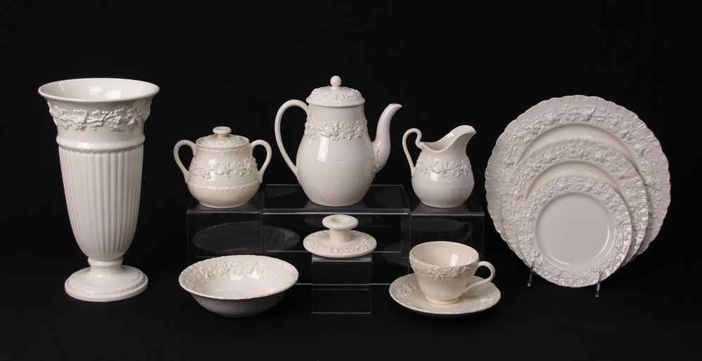 Appraisal: WEDGEWOOD CREAM QUEENSWARE pieces of the embossed grape vine china