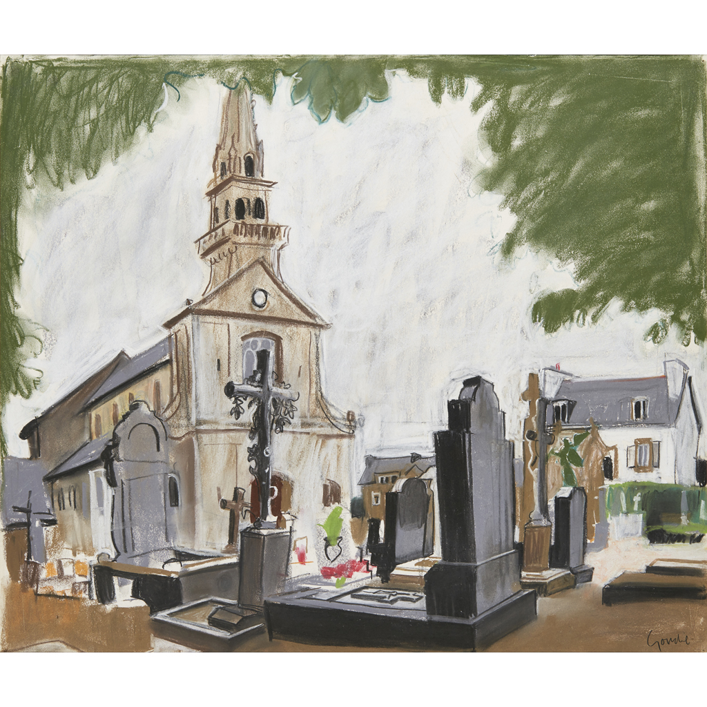 Appraisal: ALEXANDER GOUDIE SCOTTISH - THE VILLAGE CHURCH Signed pastel cm