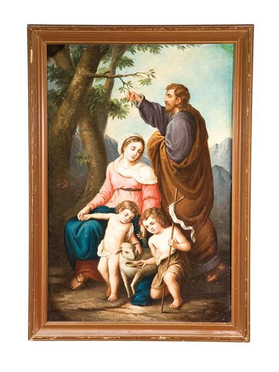 Appraisal: HOLY FAMILY EUROPEAN EARLY TH CENTURY Oil on canvas unsigned