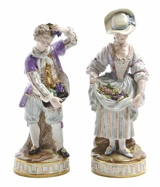 Appraisal: A Pair of Meissen Porcelain Figures depicting a gentleman and