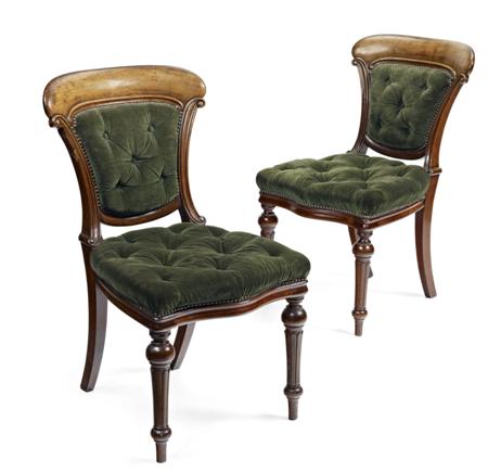 Appraisal: SET OF TWELVE VICTORIAN MAHOGANY AND UPHOLSTERED DINING CHAIRS CIRCA