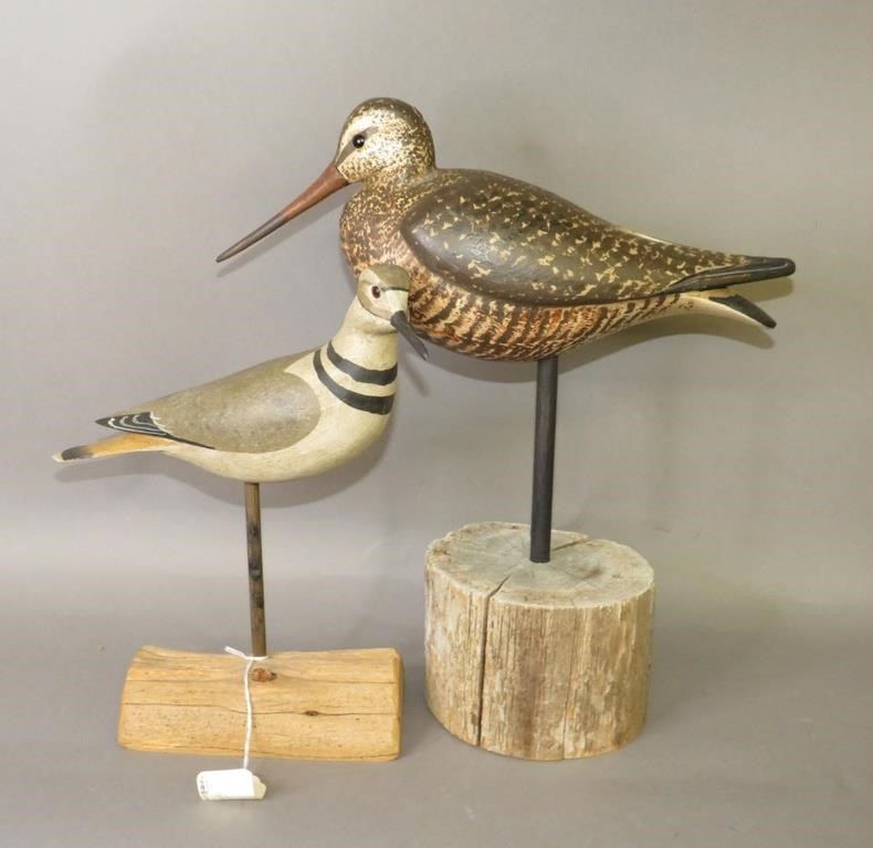 Appraisal: SHOREBIRDS CARVINGSca late th century-present each carved with mounted narrow