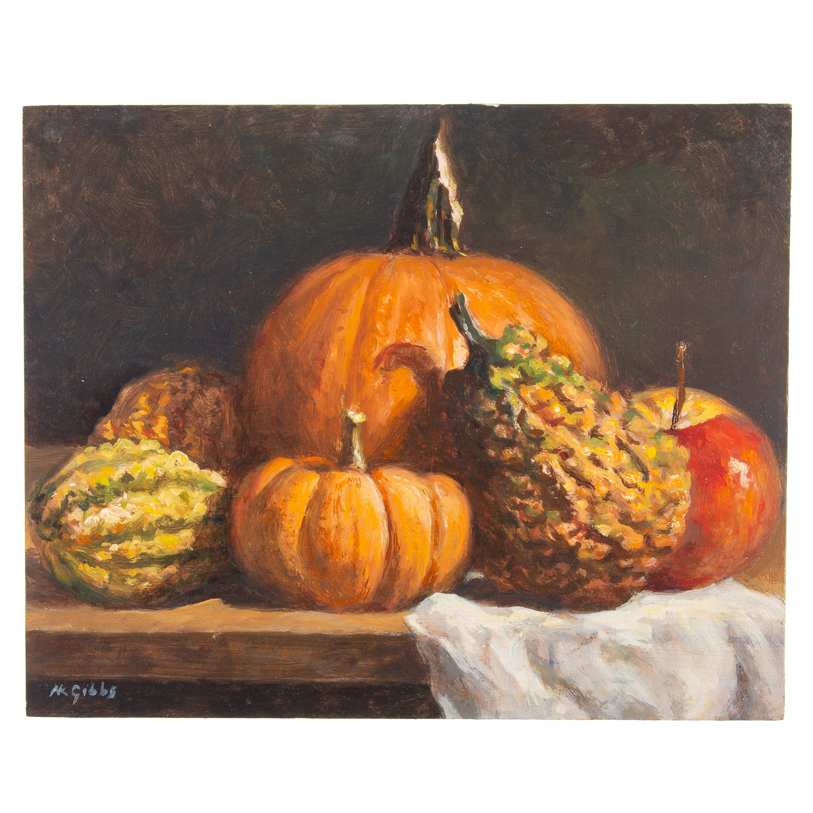 Appraisal: NATHANIEL K GIBBS STILL LIFE WITH PUMPKIN OIL American -