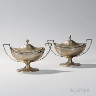 Appraisal: Pair of George III Sterling Silver Sauceboats London - John