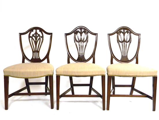 Appraisal: Three similar Georgian style side chairs mahogany with Prince of