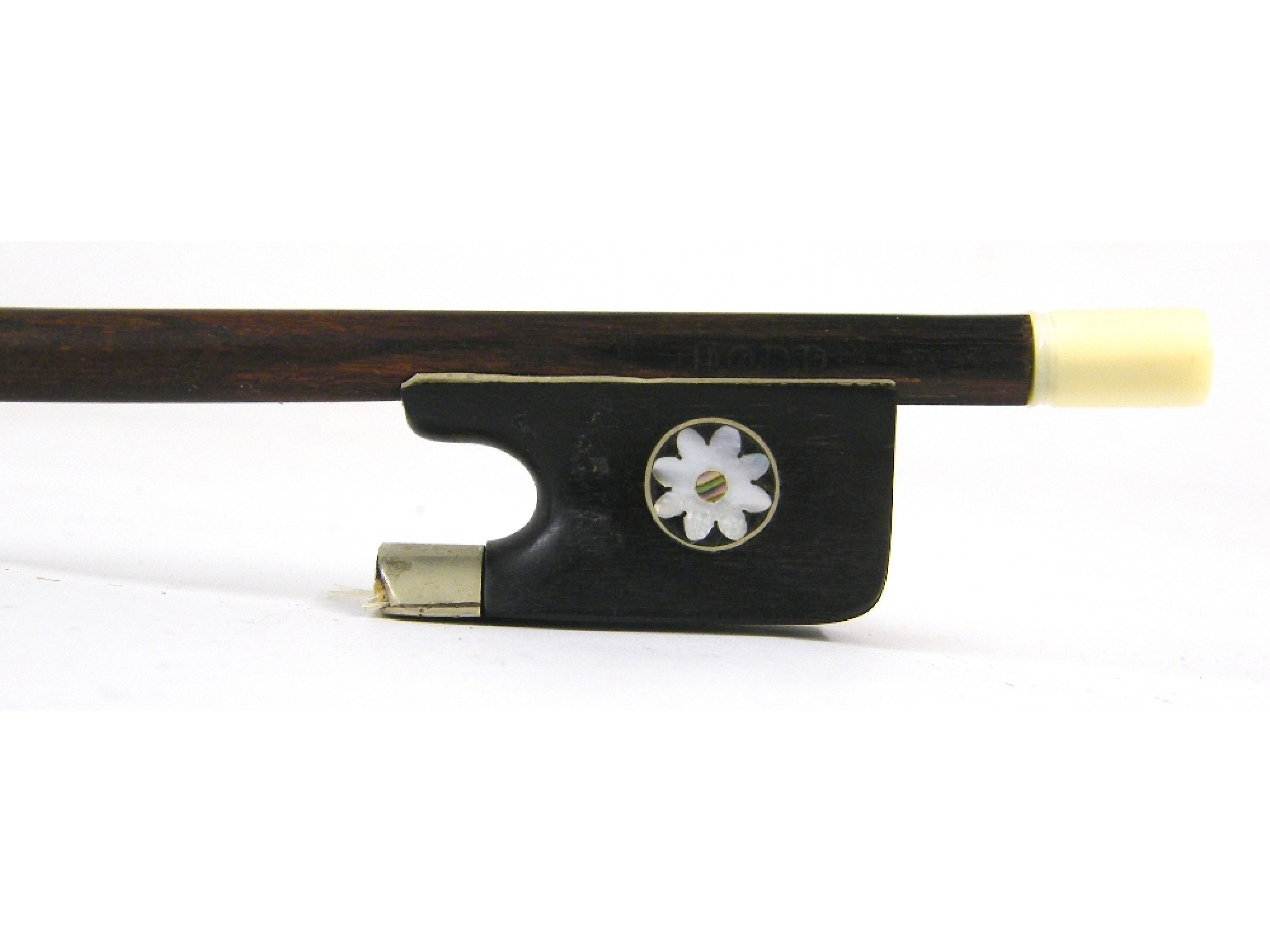 Appraisal: English ivory and nickel mounted violin bow by and stamped