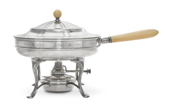 Appraisal: Sale Lot An American Silver Chafing Dish on Lampstand Tiffany