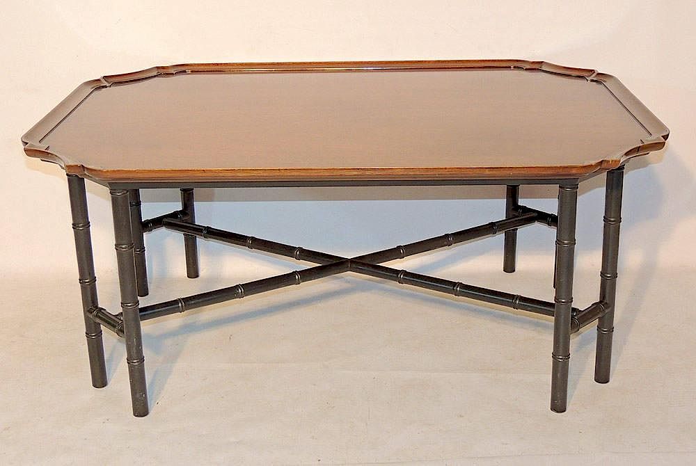 Appraisal: Kittinger Mahogany Coffee Table With teak base with bamboo turnings