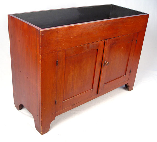 Appraisal: AMERICAN COUNTRY DRY SINK Open bin over cabinet doors The