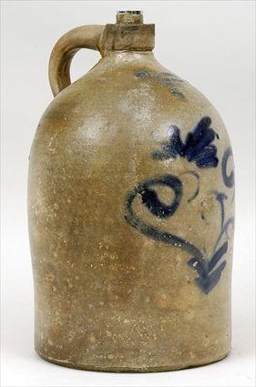 Appraisal: Stoneware Cobalt Decorated Jug Mounted as a Lamp Jug in