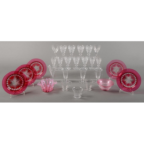 Appraisal: A set of five Victorian cranberry flashed and cut glass